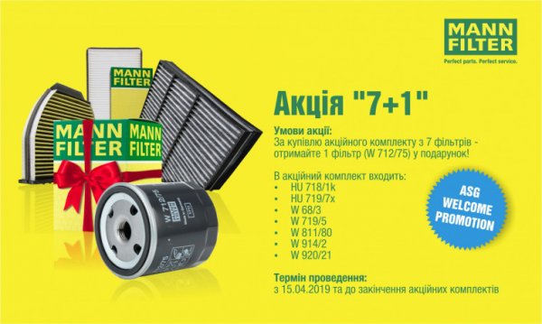 Привітальна акція "7+1 фільтрів" від «Авто Стандард Груп» та MANN-FILTER